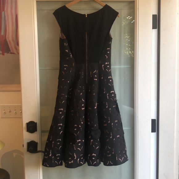 Moulinette Souers Black Cut-Out Floral Appliqué Holiday Cocktail Dress - Picture 3 of 10